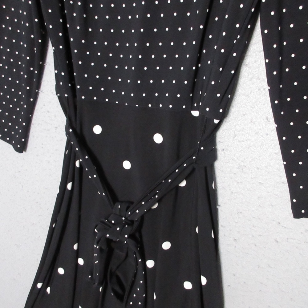 Lauren Ralph Lauren Dress 10 Black Polka Dot A Line Fit Flare Belted‎ Timeless - Picture 3 of 11